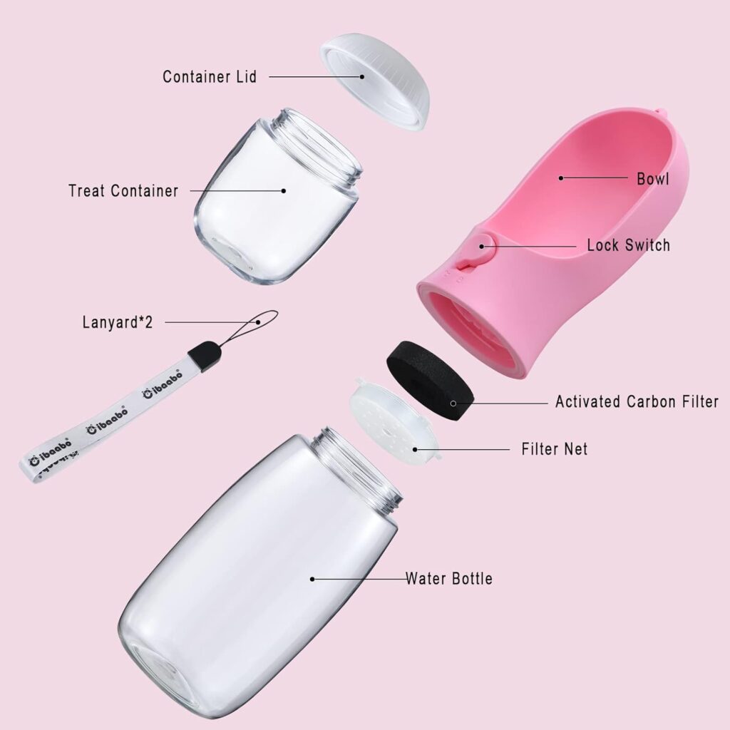 Explore top-rated dogs and water bottles! The Cibaabo travel puppy water bowl includes a food container, making it a hiking essential for girl dog moms.