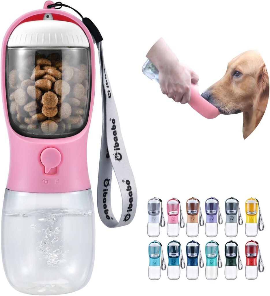 Explore top-rated dogs and water bottles! The Cibaabo travel puppy water bowl includes a food container, making it a hiking essential for girl dog moms.