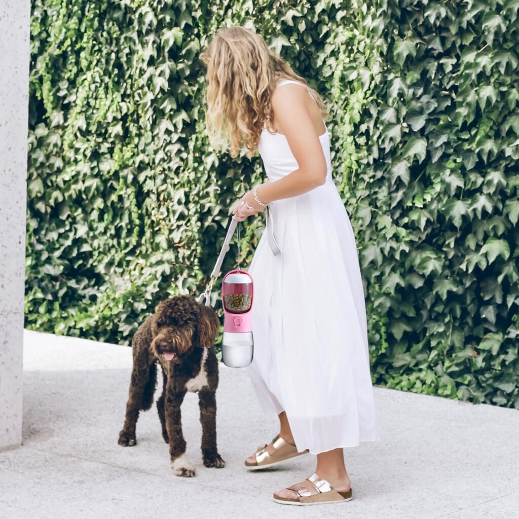 Explore top-rated dogs and water bottles! The Cibaabo travel puppy water bowl includes a food container, making it a hiking essential for girl dog moms.