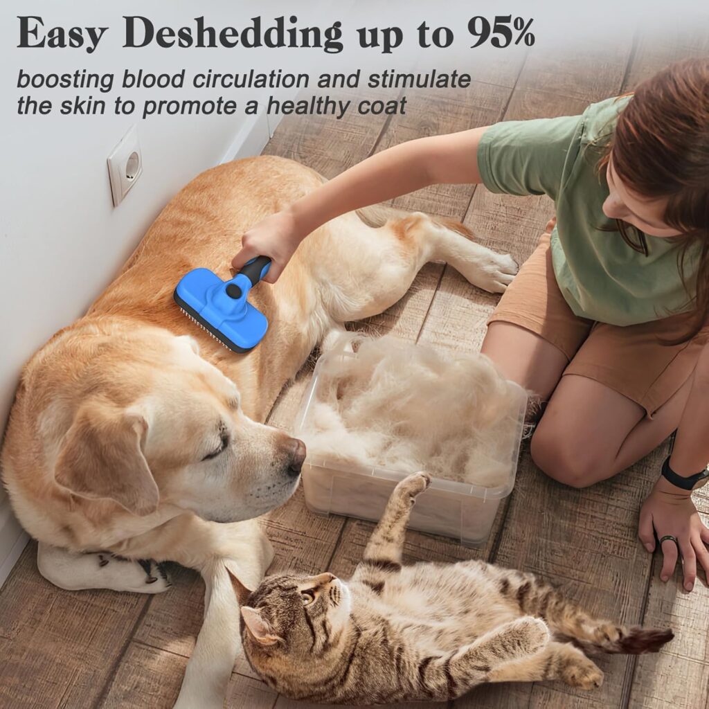 Looking for the best dog brush for goldendoodle coats? The Swihauk Self Cleaning Slicker Brush easily removes mats and loose fur to keep your pet groomed.