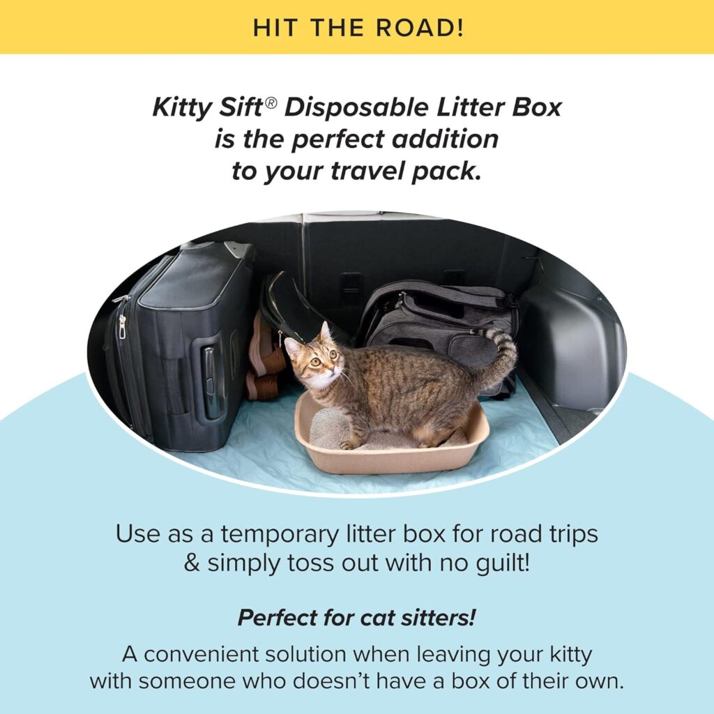 Looking for a durable disposable cat litter box? Eco-friendly Kitty Sift (6-count) controls odor and is perfectly portable for travel or home. Shop now!