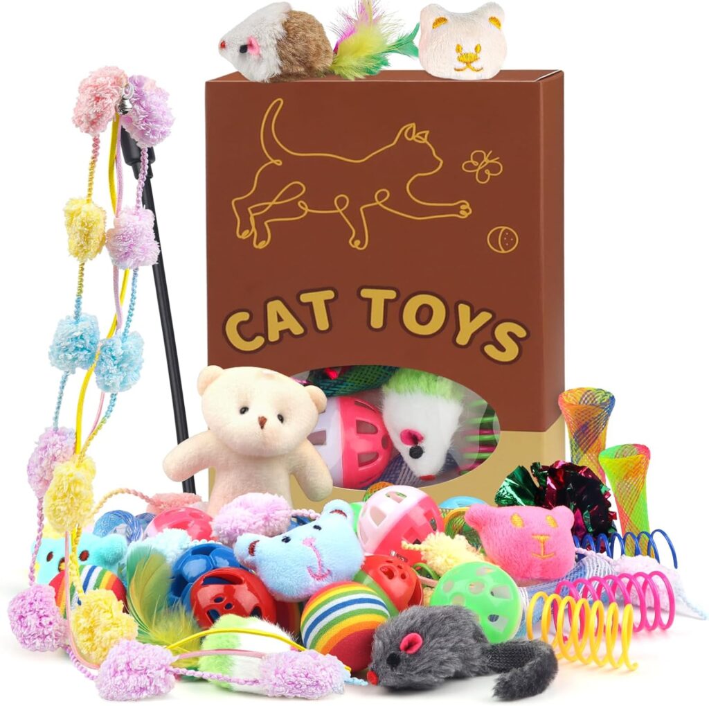 Discover the QUOZUO 30-piece cat and kitten toys set! Featuring an interactive wand, springs, and bell balls, it’s the perfect gift for bored indoor cats.