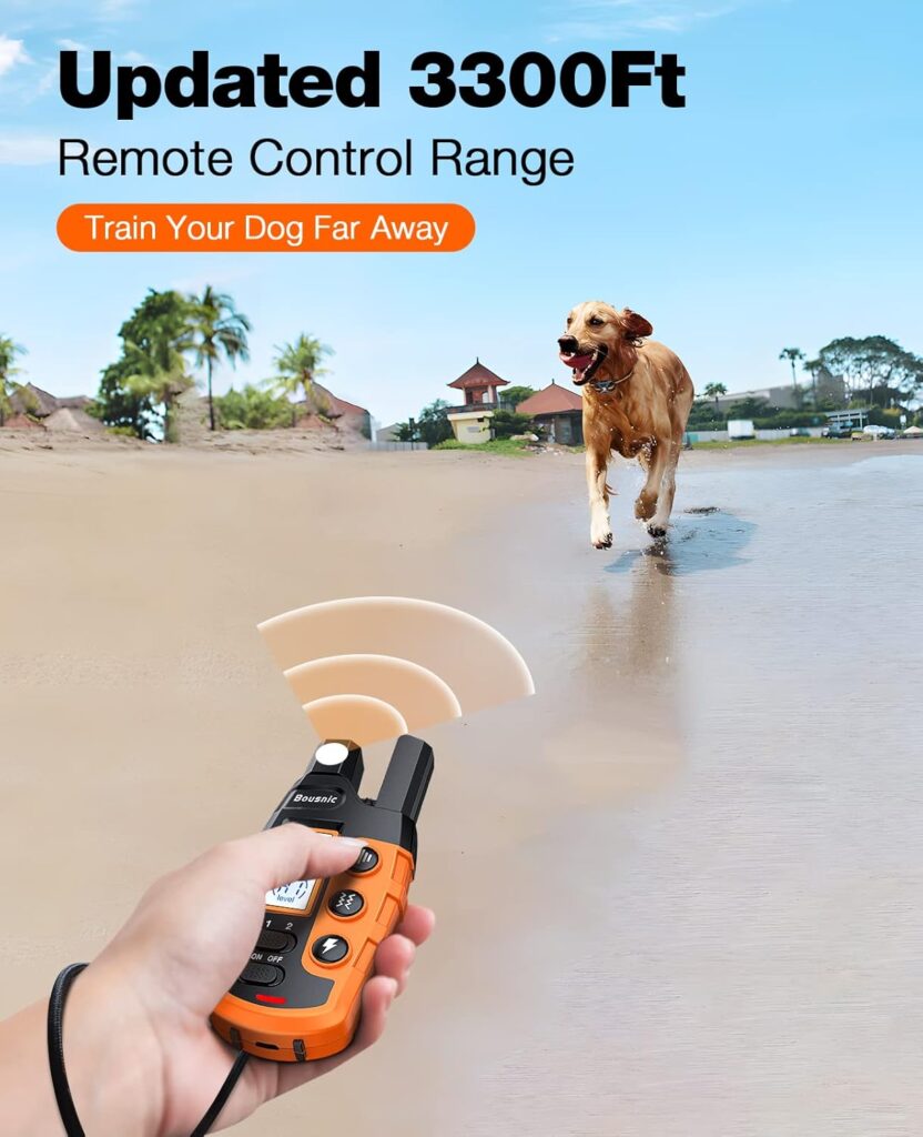 Find the best collars for little dogs with the Bousnic Dog Shock Collar. Features a 3300ft remote, beep, vibration, and safe shock modes for easy training.
