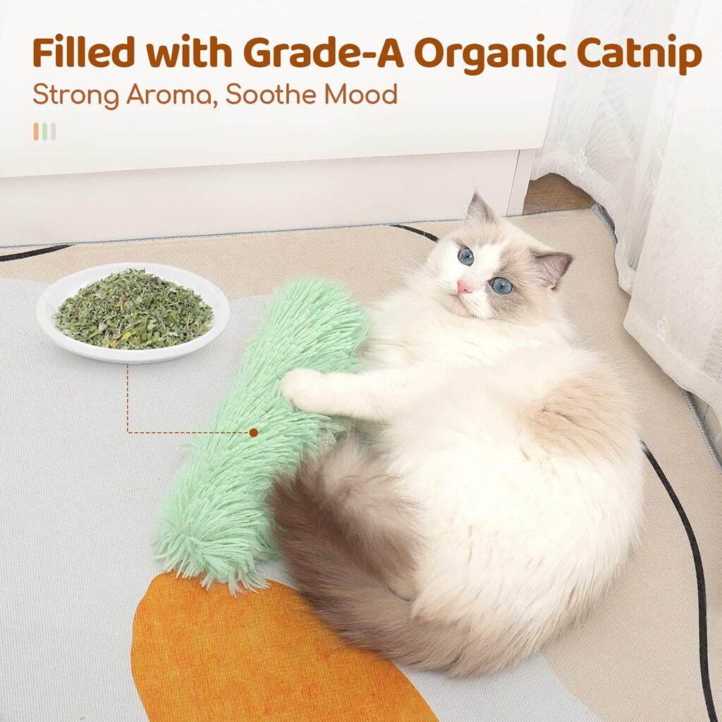 Looking for a fun cat and pillow toy? This Potaroma 3-pack features durable kitten kicker pillows with a crinkle sound and catnip to promote healthy exercise