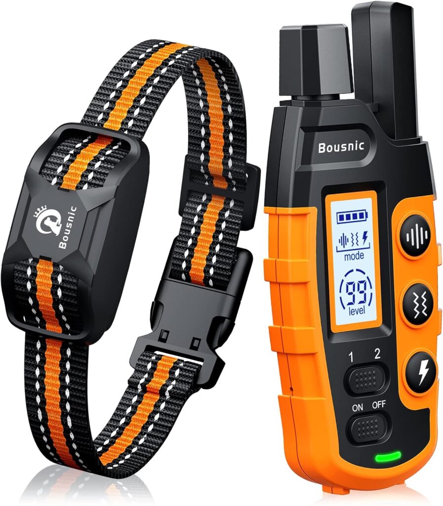 Find the best collars for little dogs with the Bousnic Dog Shock Collar. Features a 3300ft remote, beep, vibration, and safe shock modes for easy training.