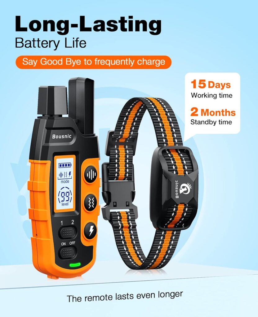 Find the best collars for little dogs with the Bousnic Dog Shock Collar. Features a 3300ft remote, beep, vibration, and safe shock modes for easy training.