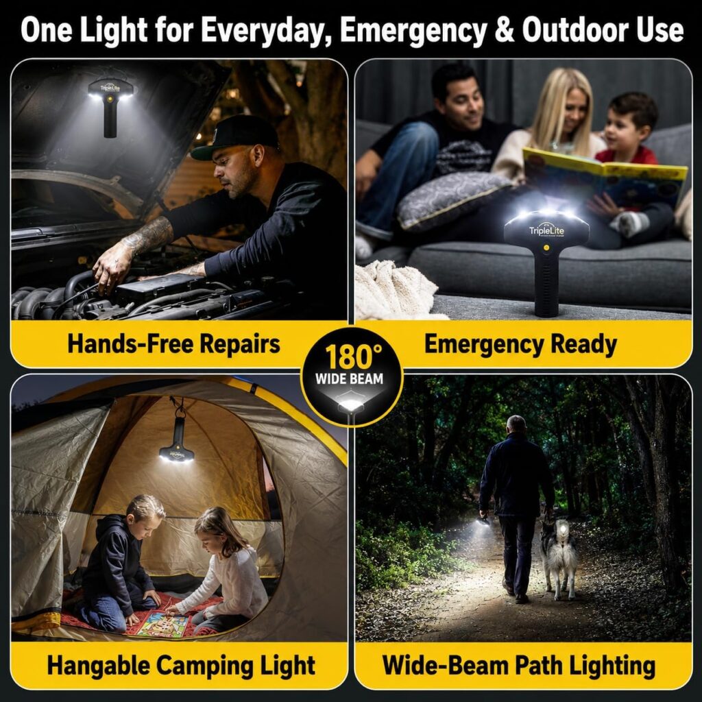 Looking for a powerful triple light flashlight? The TripleLite TL800 offers a 180° wide beam, 800 lumens, 3 modes, and water resistance. Batteries included