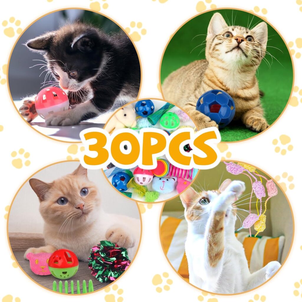 Discover the QUOZUO 30-piece cat and kitten toys set! Featuring an interactive wand, springs, and bell balls, it’s the perfect gift for bored indoor cats.
